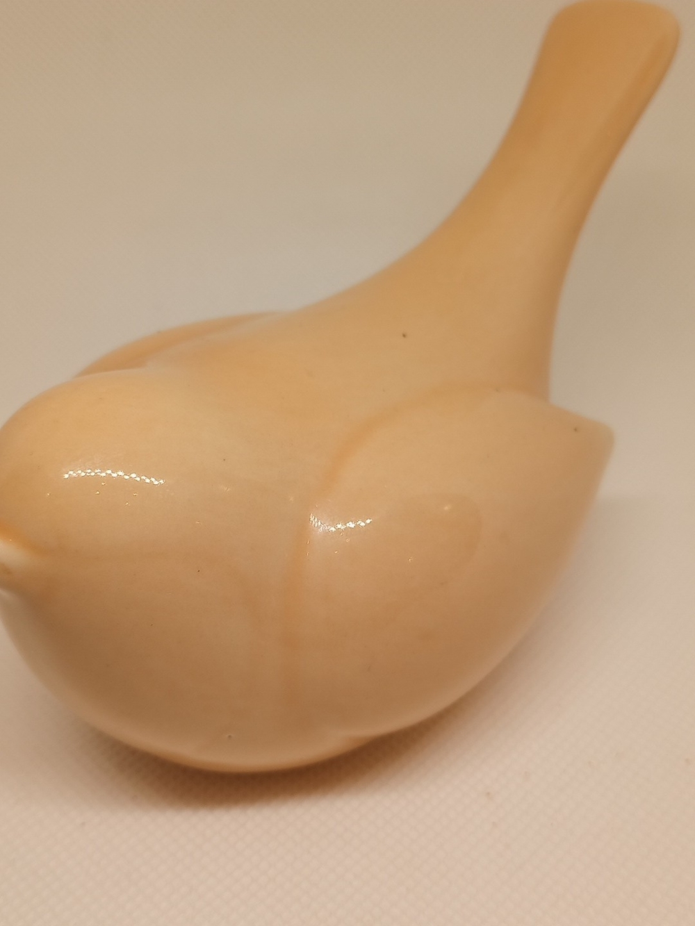 Ceramic Bird Figurine in Soft Peach